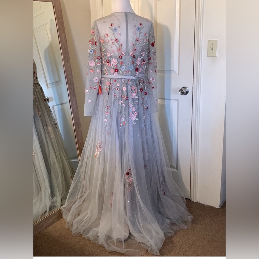 🆕Mac Duggal 11241 Embroidered Illusion High Neck Long Sleeve A Line Gwn S… - Picture 4 of 15